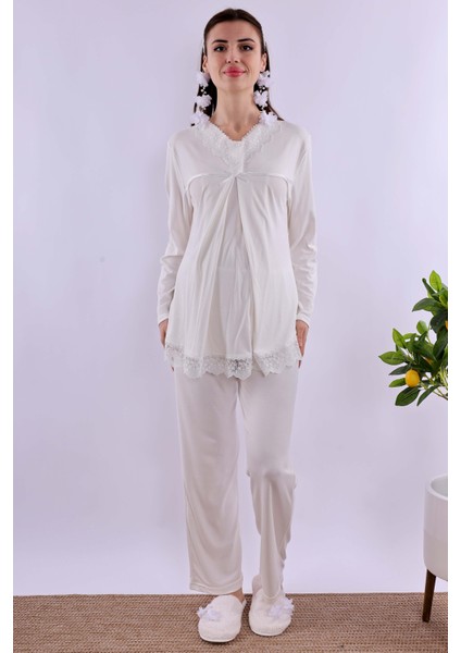 Ekru Hamile Lohusa Pijama Takımı BYL240322