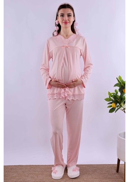Ekru Hamile Lohusa Pijama Takımı BYL240322