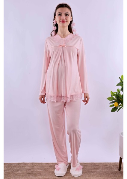 Ekru Hamile Lohusa Pijama Takımı BYL240322