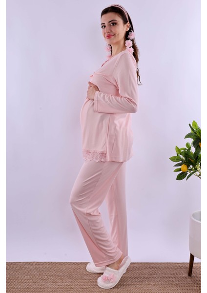 Ekru Hamile Lohusa Pijama Takımı BYL240322