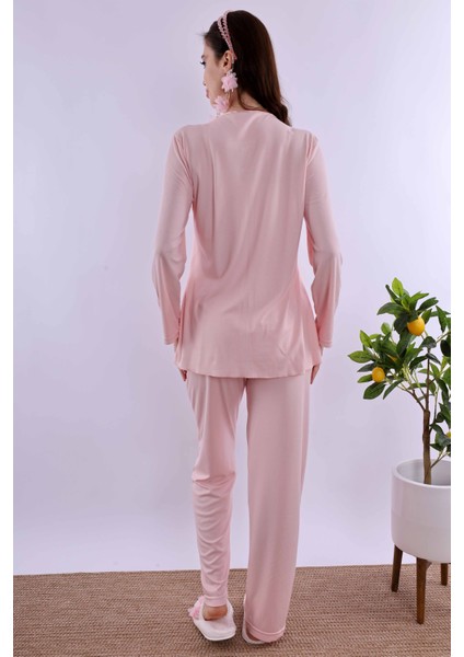 Ekru Hamile Lohusa Pijama Takımı BYL240322