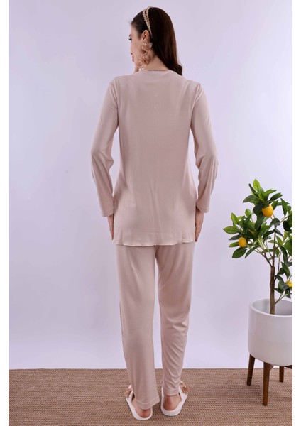 Ekru Hamile Lohusa Pijama Takımı BYL240322