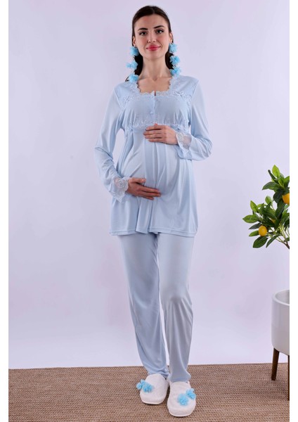 Turkuaz Hamile Lohusa Pijama Takımı BYL224032 modelleri