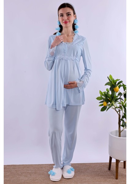 Turkuaz Hamile Lohusa Pijama Takımı BYL224032 indirimleri