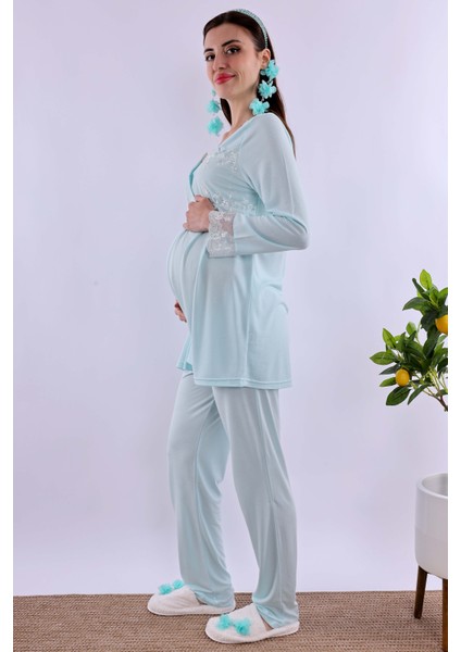 Turkuaz Hamile Lohusa Pijama Takımı BYL224032 fiyatları