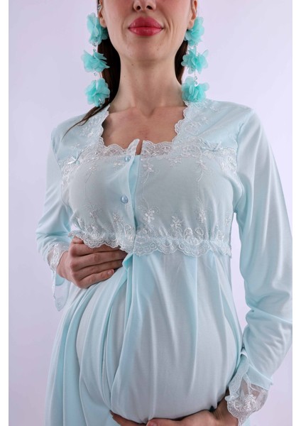 Turkuaz Hamile Lohusa Pijama Takımı BYL224032 indirimleri