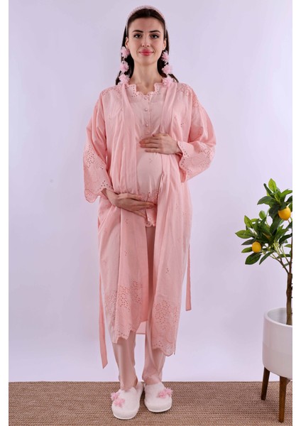 Pudra Fistolu Sabahlıklı Hamile Lohusa Pijama Takımı BYL290242 fiyatları