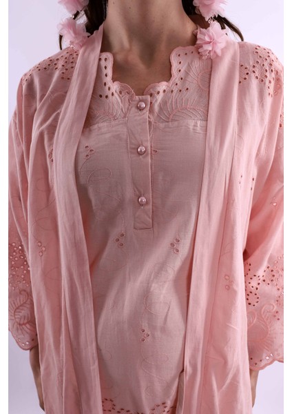 Pudra Fistolu Sabahlıklı Hamile Lohusa Pijama Takımı BYL290242 indirimleri