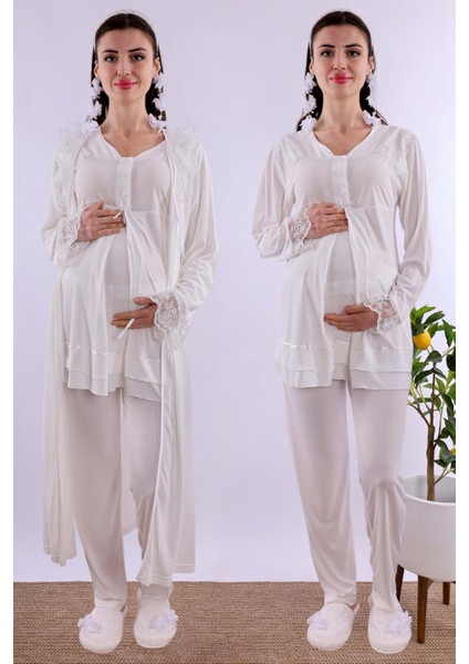 Pembe Sabahlıklı Hamile Lohusa Pijama Takımı BYL224242