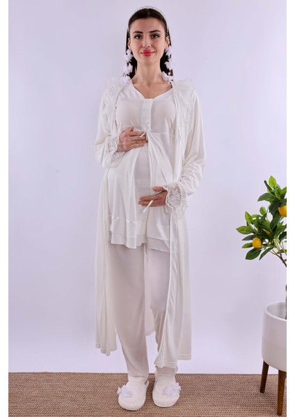 Pembe Sabahlıklı Hamile Lohusa Pijama Takımı BYL224242