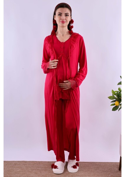 Pembe Sabahlıklı Hamile Lohusa Pijama Takımı BYL224242