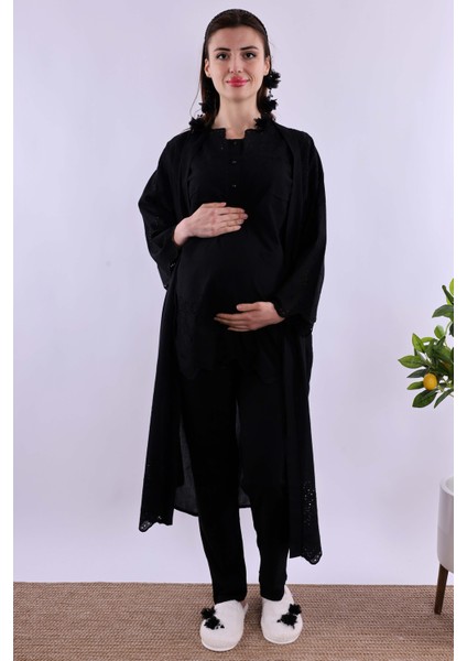 Pudra Fistolu Sabahlıklı Hamile Lohusa Pijama Takımı BYL290242 fiyatları