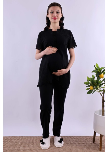 Pudra Fistolu Sabahlıklı Hamile Lohusa Pijama Takımı BYL290242 fırsatları