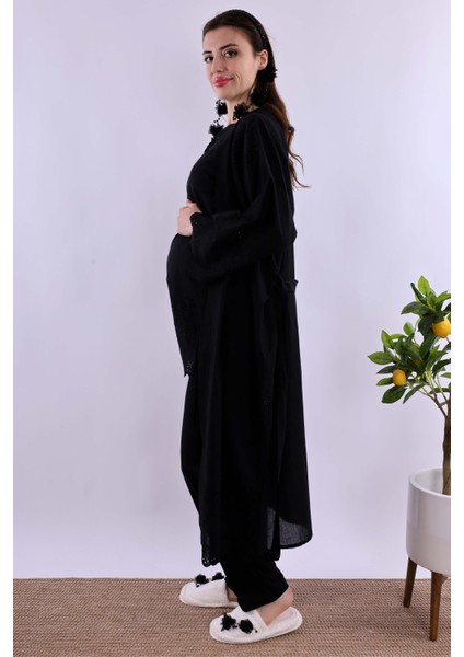 Pudra Fistolu Sabahlıklı Hamile Lohusa Pijama Takımı BYL290242 indirimleri