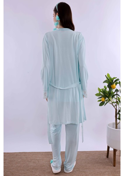 Kahverengi Sabahlıklı Hamile Lohusa Pijama Takımı BYL224012 modelleri