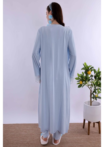 Mavi Sabahlıklı Hamile Lohusa Pijama Takımı BYL280242 modelleri