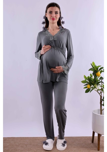 Füme Hamile Lohusa Pijama Takımı BYL280922