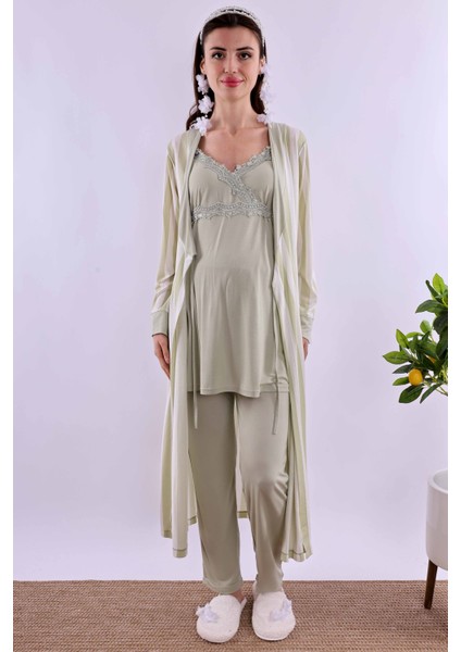 Lacivert Sabahlıklı Hamile Lohusa Pijama Takımı BYL290342