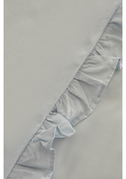Pure Ruffle Pamuk Çift Kişilik Nevresim Takımı Açık Mavi