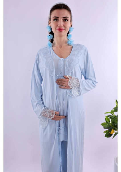Pembe Sabahlıklı Hamile Lohusa Pijama Takımı BYL224242