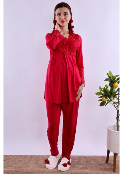 Turkuaz Hamile Lohusa Pijama Takımı BYL224032 indirimleri