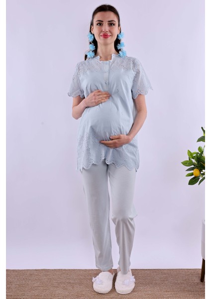 Pudra Fistolu Sabahlıklı Hamile Lohusa Pijama Takımı BYL290242 fırsatları