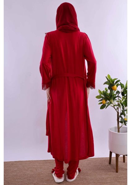 Lacivert Tesettürlü Uzun Sabahlıklı Hamile Lohusa Pijama Takımı BYL2T24072 modelleri