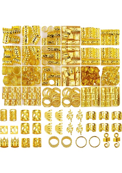 290PCS Gümüş Altın Saç Boncuklar Takı Örgü Aksesuarlar Saç Klipler Dreadlocks Örgü Örgüsü Metal Saç Yüzükleri Charmscolor: Altın (Yurt Dışından)