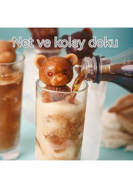 Sevimli Üç Boyutlu Silikon Ayı Buz Küpü Kalıp (Yurt Dışından)