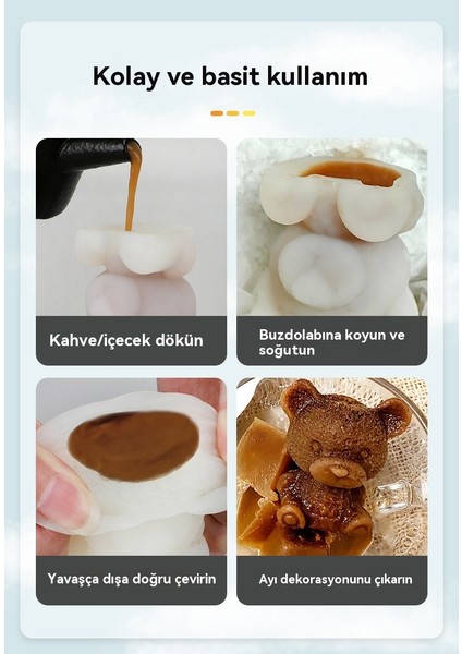 Sevimli Üç Boyutlu Silikon Ayı Buz Küpü Kalıp (Yurt Dışından)