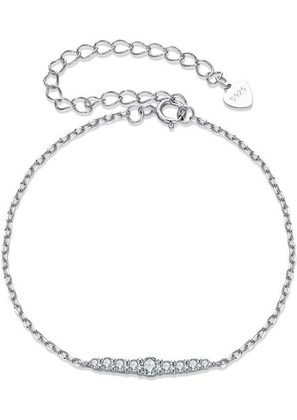 S925 Gümüş Platin Kaplama Ince Flaş Mozanit Bileklik (Yurt Dışından)