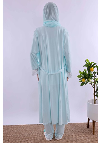 Lacivert Tesettürlü Uzun Sabahlıklı Hamile Lohusa Pijama Takımı BYL2T24072 modelleri