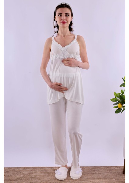 Ekru Hamile Lohusa Pijama Takımı BYL290322
