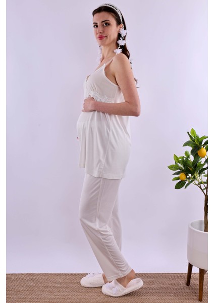 Ekru Hamile Lohusa Pijama Takımı BYL290322