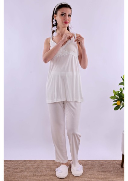 Ekru Hamile Lohusa Pijama Takımı BYL290322