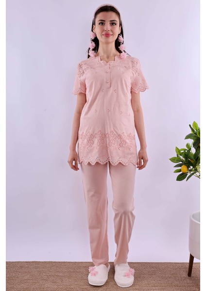 Ekru Fistolu Hamile Lohusa Pijama Takımı BYL290222