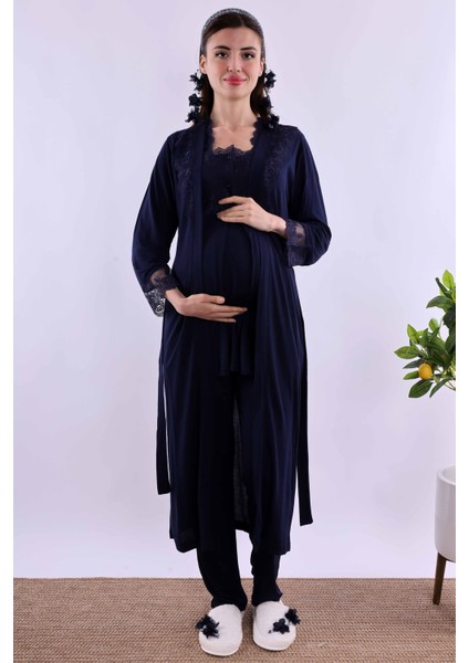 Pembe Uzun Sabahlıklı Hamile Lohusa Pijama Takımı BYL224072