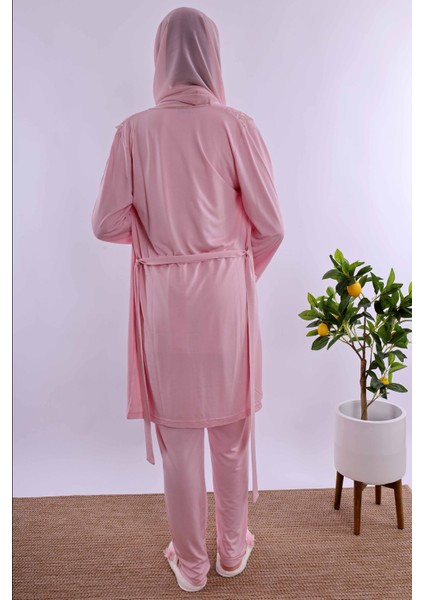 Gri Tesettürlü Sabahlıklı Hamile Lohusa Pijama Takımı BYL2T24012 modelleri