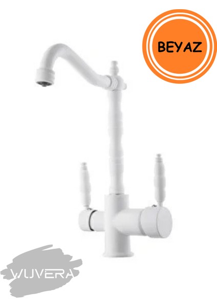 Beyaz Arıtmalı Vintage Mutfak Bataryası – Rustik Tasarım ile Şıklık ve Sağlık Bir Arada!