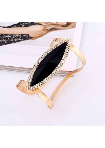 Metal Bilezik Kadın Trendy Reçine Mozaik Kristal Bilezik Pürüzsüz Geniş Açılış Ayarlanabilir Bileklik (Yurt Dışından) indirimleri