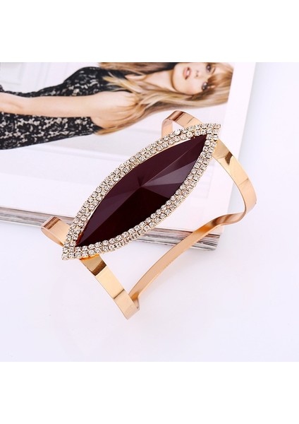 Metal Bilezik Kadın Trendy Reçine Mozaik Kristal Bilezik Pürüzsüz Geniş Açılış Ayarlanabilir Bileklik (Yurt Dışından) indirimleri