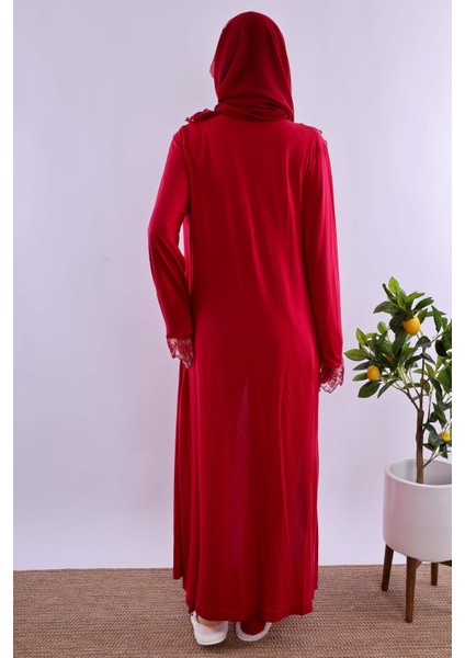 Lacivert Tesettürlü Sabahlıklı Hamile Lohusa Pijama Takımı BYL2T80242