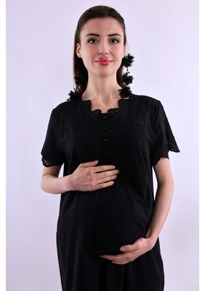 Siyah Fistolu Hamile Lohusa Gecelik BYL290232 fırsatları