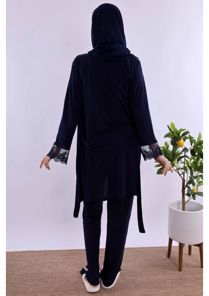 Gri Tesettürlü Sabahlıklı Hamile Lohusa Pijama Takımı BYL2T24012 modelleri