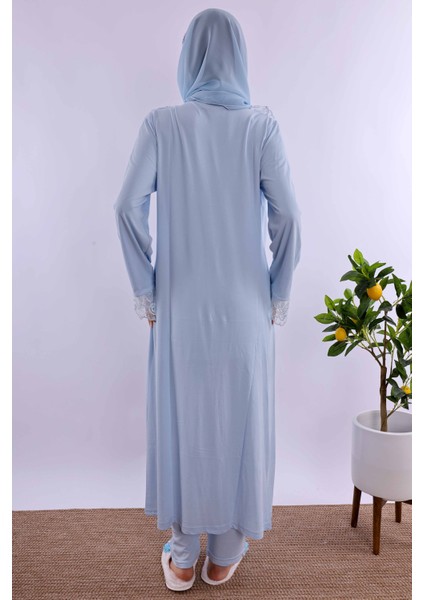 Lacivert Tesettürlü Sabahlıklı Hamile Lohusa Pijama Takımı BYL2T80242 modelleri