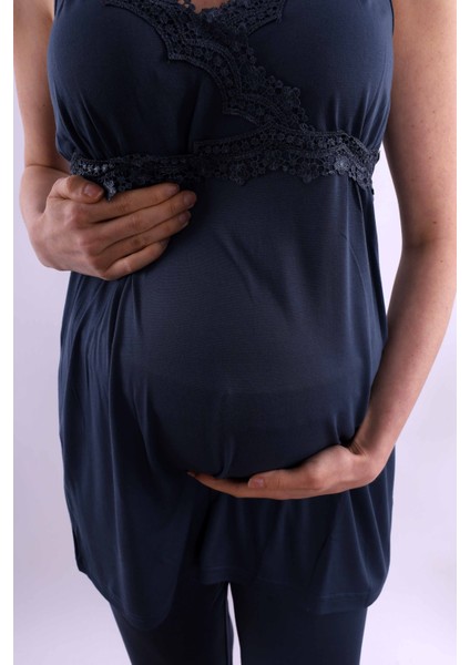 Lacivert Hamile Lohusa Pijama Takımı BYL290322