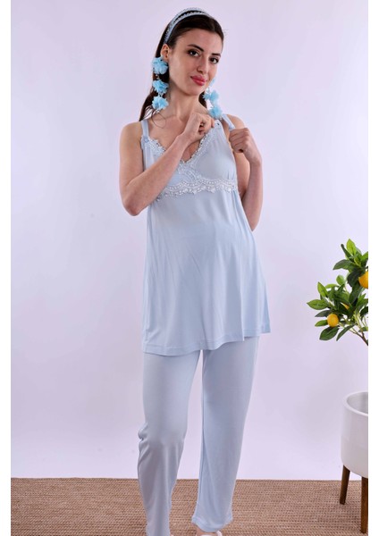 Mavi Hamile Lohusa Pijama Takımı BYL290322