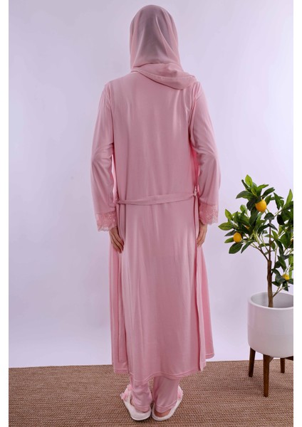 Lacivert Tesettürlü Uzun Sabahlıklı Hamile Lohusa Pijama Takımı BYL2T24072 modelleri