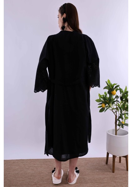 Siyah Fistolu Sabahlıklı Hamile Lohusa Gecelik Takım BYL290202 modelleri