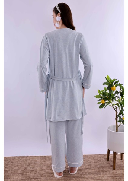 Mavi Sabahlıklı Hamile Lohusa Pijama Takımı BYL230542